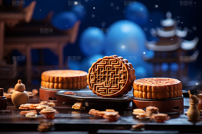 中秋月饼传统美食糕点效果图