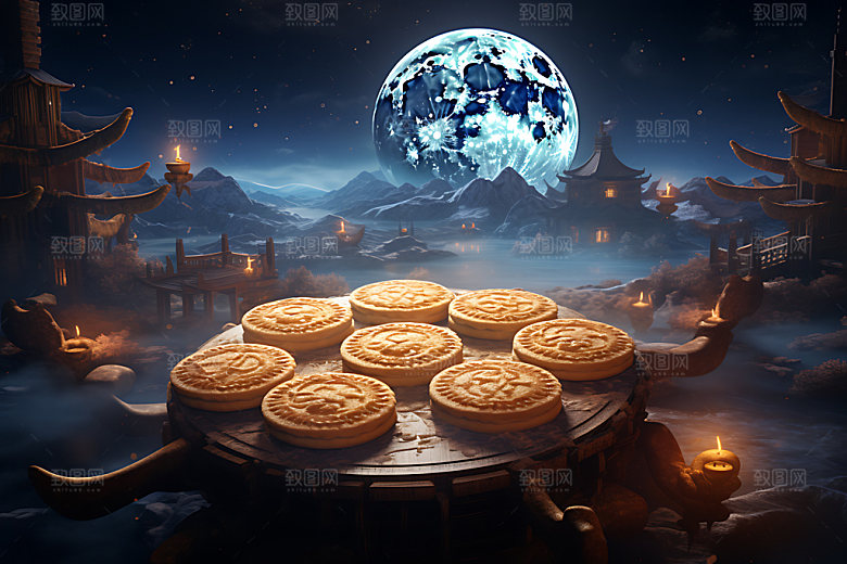 中秋月饼点心美味效果图