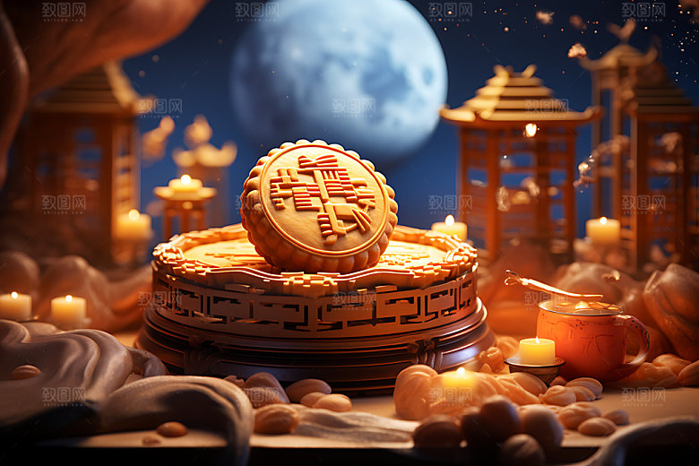 中秋月饼美味节日特色效果图