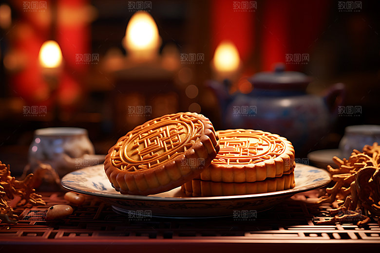 中秋月饼甜点美味效果图