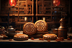 中秋月饼美味传统美食效果图