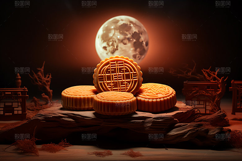 中秋月饼美味糕点效果图