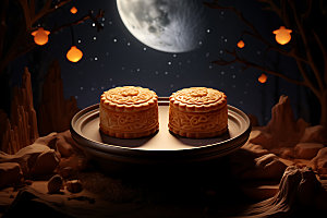 中秋月饼传统美食美味效果图