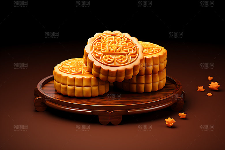 中秋月饼甜点糕点效果图