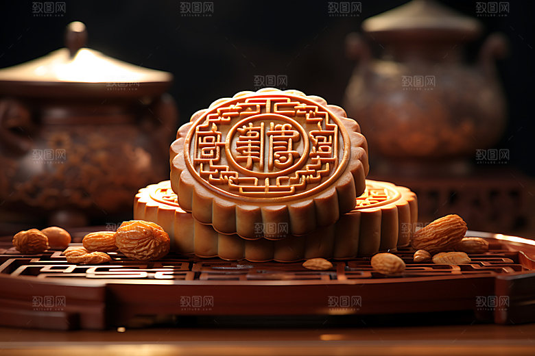中秋月饼糕点甜点效果图