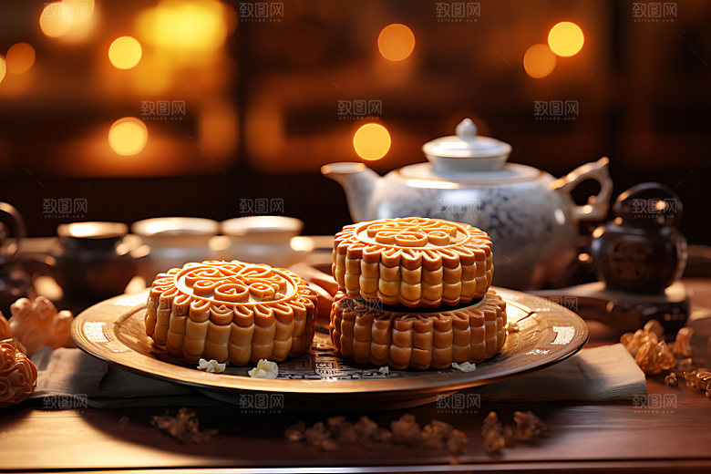 中秋月饼节日特色美味效果图