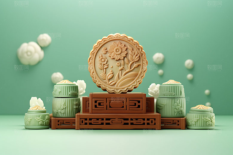 中秋月饼糕点甜点效果图