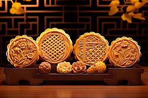 中秋月饼传统美食模型效果图