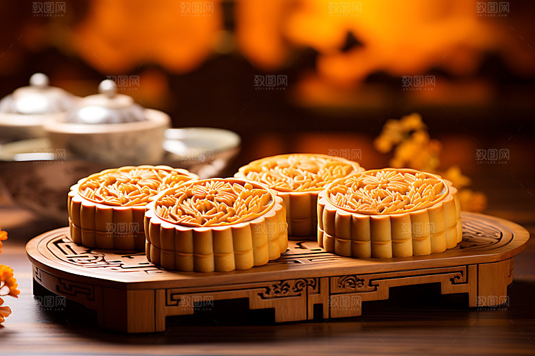 中秋月饼传统美食甜点效果图