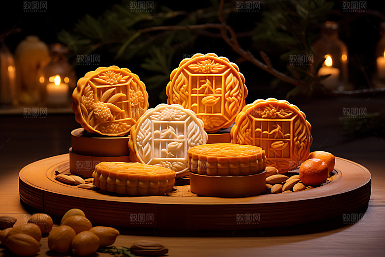 中秋月饼糕点模型效果图