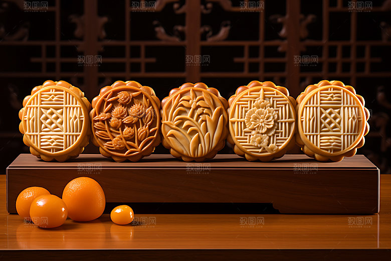 中秋月饼传统美食节日特色效果图