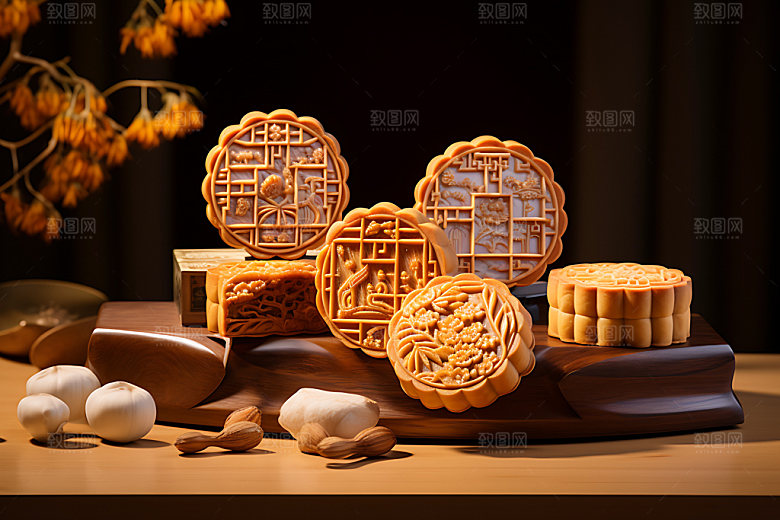 中秋月饼模型甜点效果图