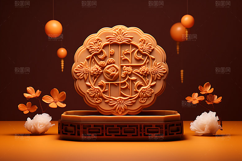中秋月饼模型糕点效果图
