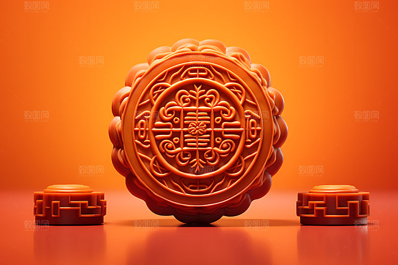 中秋月饼模型节日特色效果图