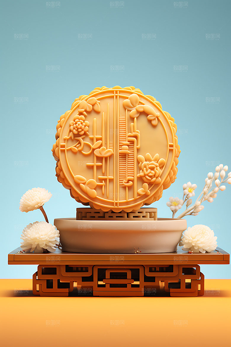 中秋月饼传统美食甜点效果图