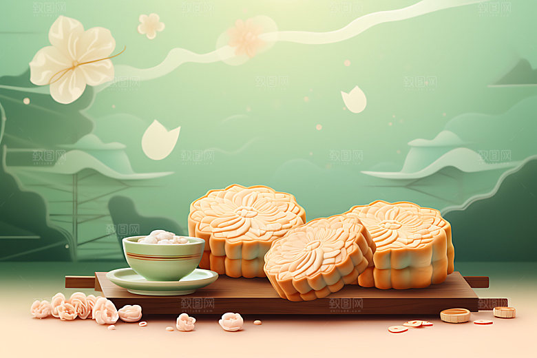中秋月饼点心美味效果图