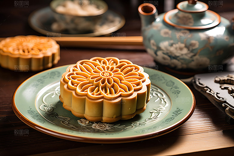 中秋月饼甜点模型效果图