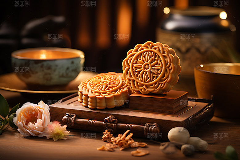 中秋月饼糕点节日特色效果图