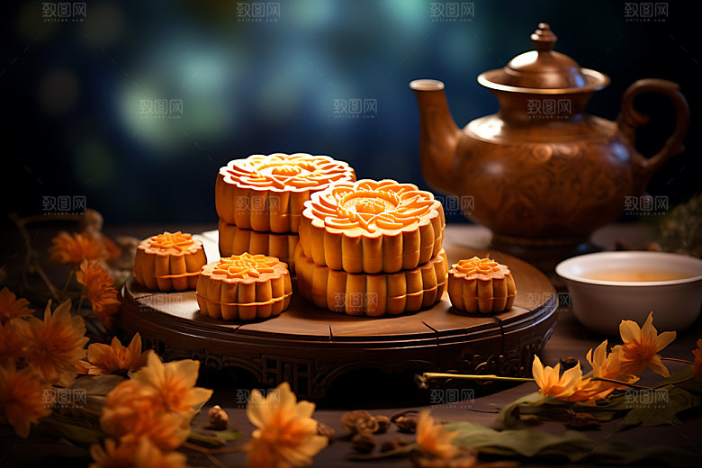 中秋月饼点心节日特色效果图