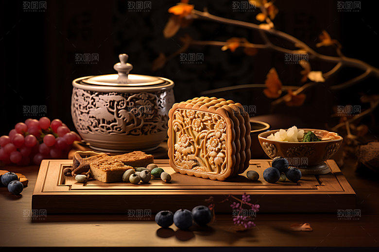 中秋月饼点心糕点效果图