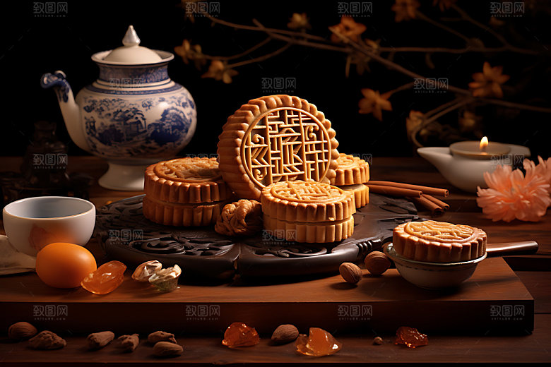 中秋月饼模型美味效果图