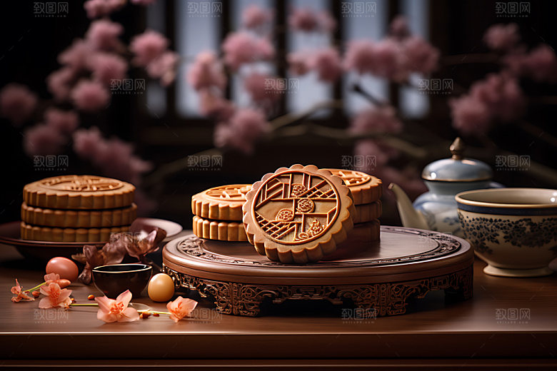 中秋月饼传统美食糕点效果图
