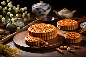 中秋月饼美味传统美食效果图
