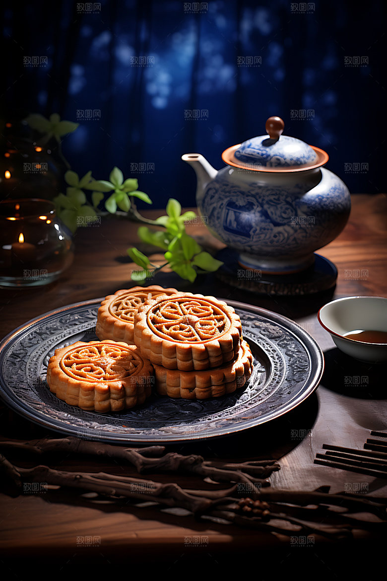 中秋月饼节日特色美味效果图
