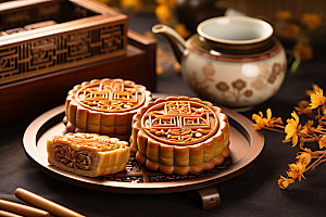 中秋月饼传统美食甜点效果图