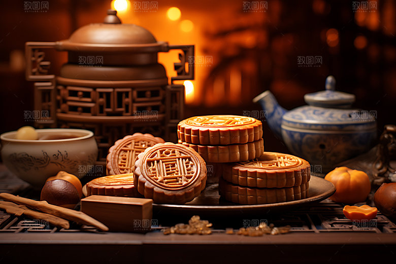 中秋月饼传统美食美味效果图