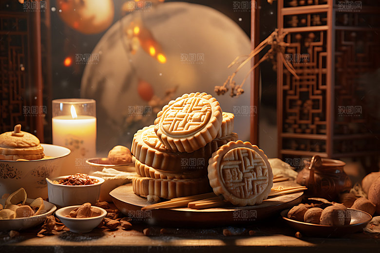 中秋月饼点心模型效果图