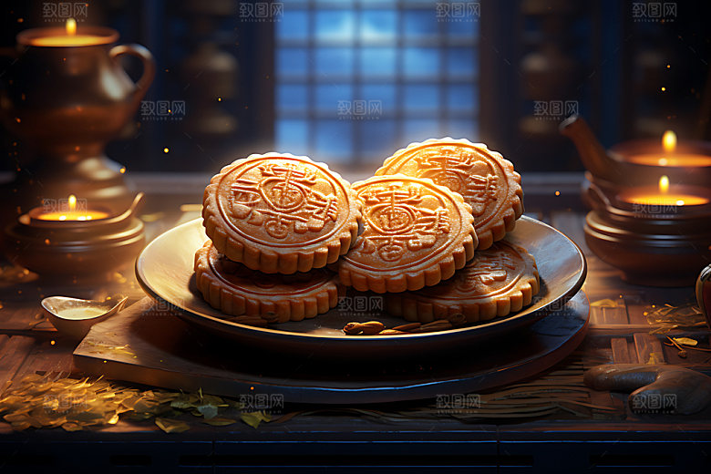 中秋月饼点心美味效果图
