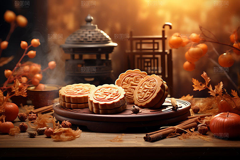 中秋月饼甜点节日特色效果图