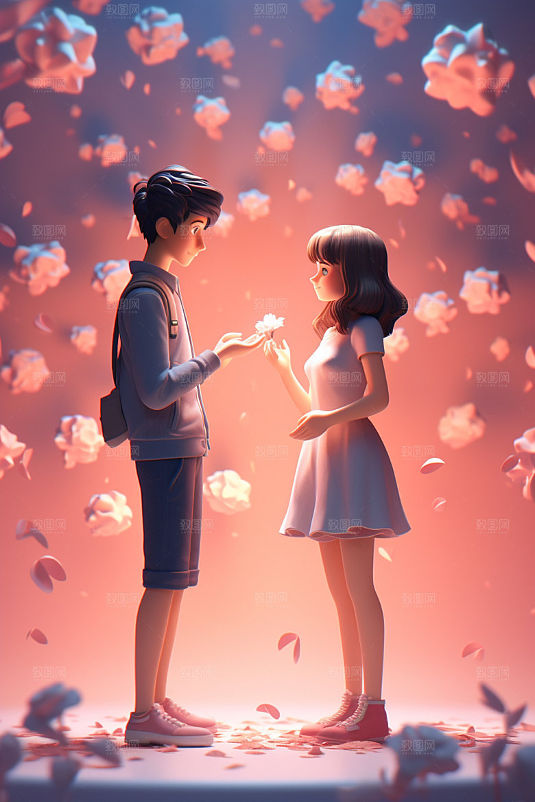 情人节约会情侣浪漫模型