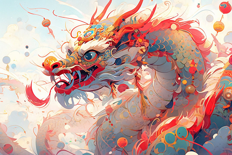 龙宇航员时尚中国风插画
