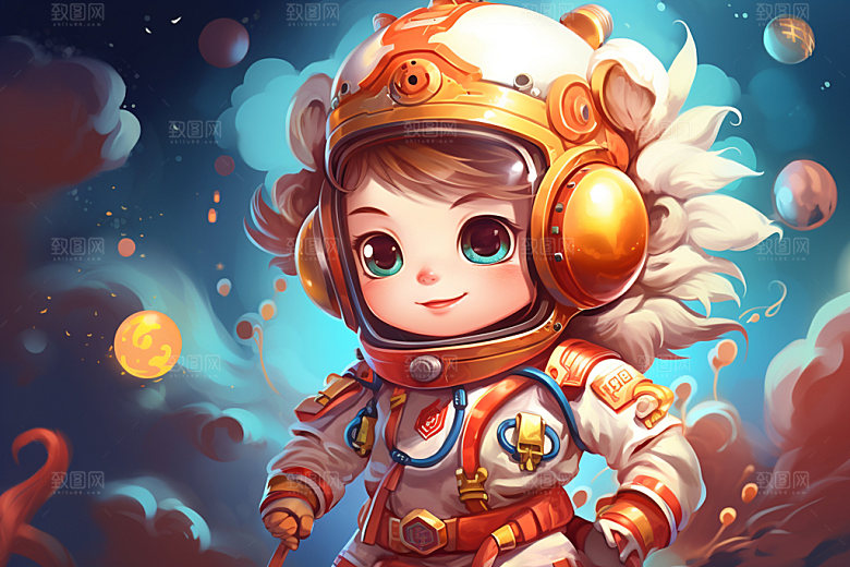 龙宇航员龙年潮流插画