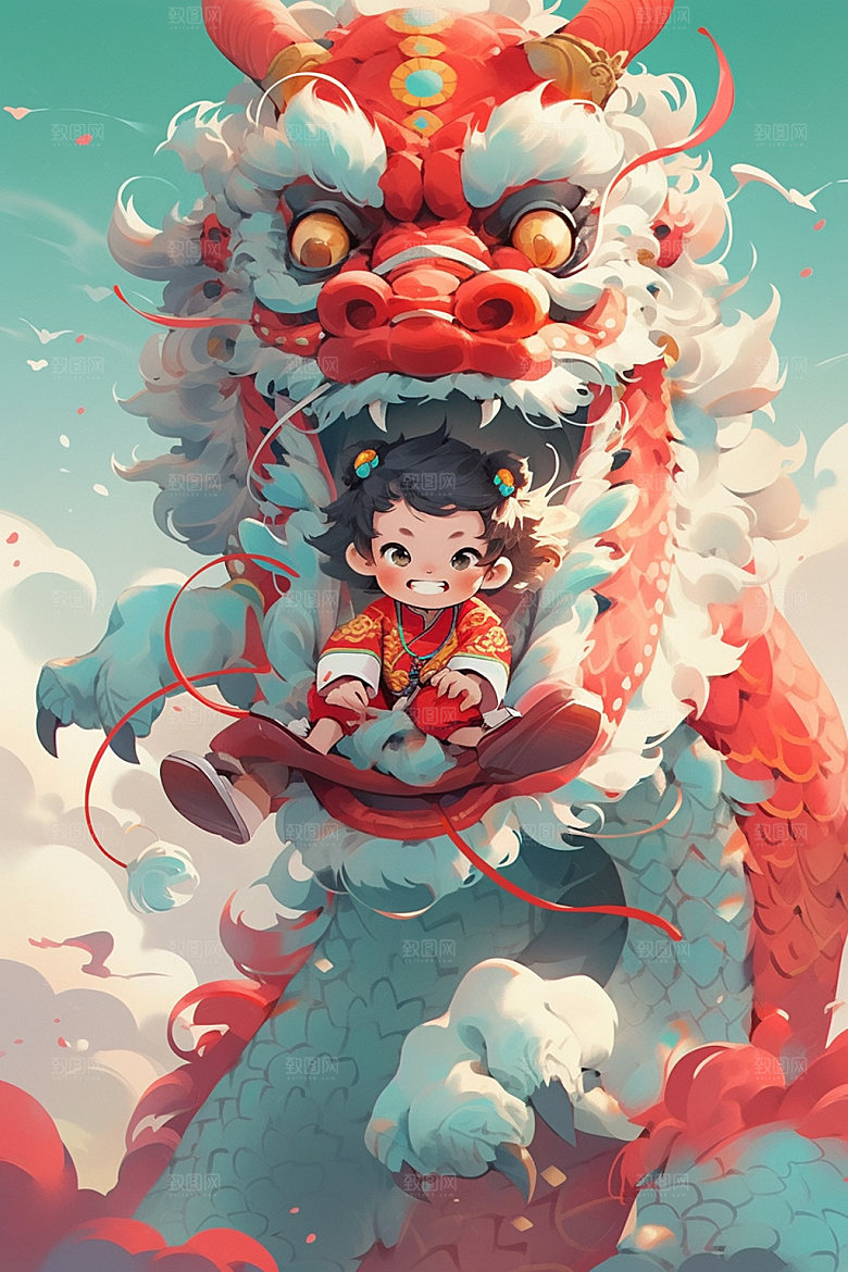 龙宇航员潮流时尚插画