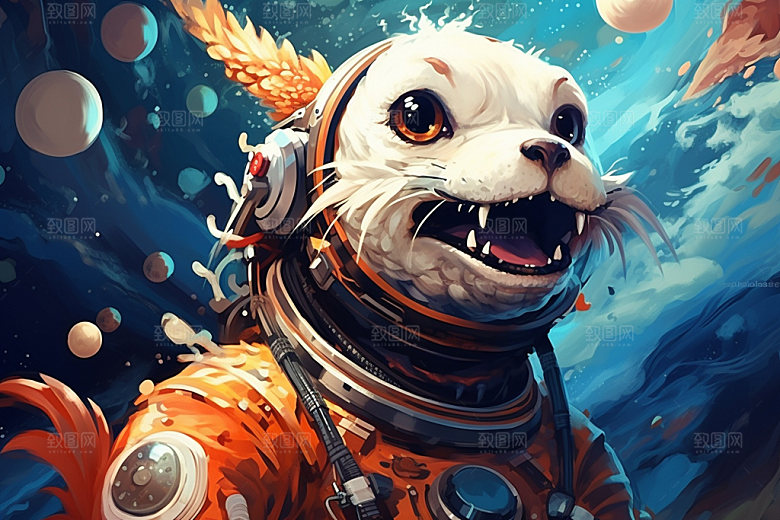 龙宇航员时尚潮流插画