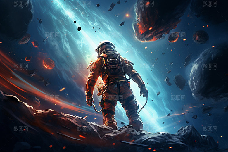 宇航员宇宙太空插画