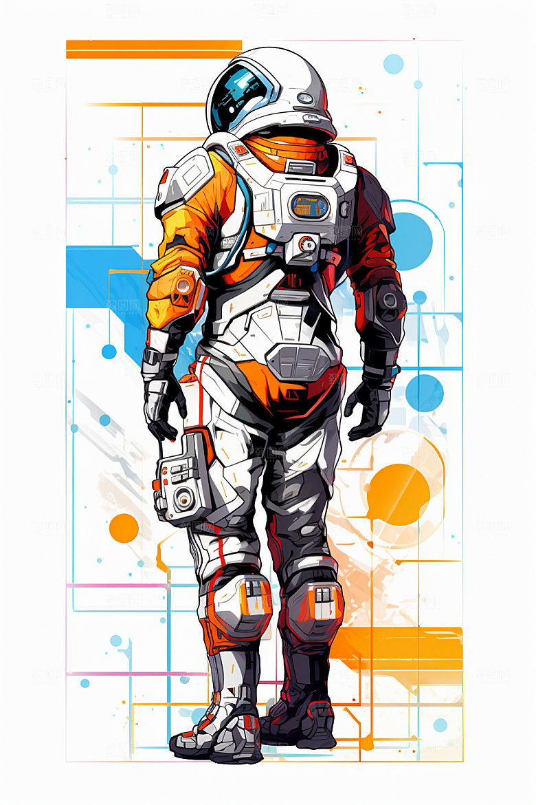 宇航员手绘太空插画