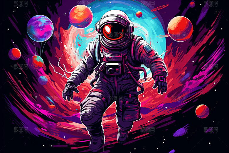 宇航员幻想宇宙插画
