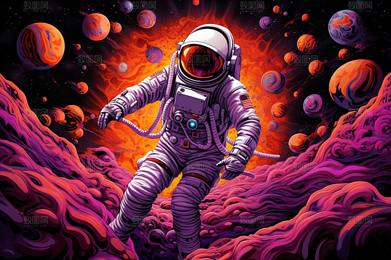 宇航员幻想宇宙插画