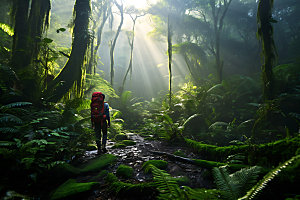雨林探险户外自然摄影图