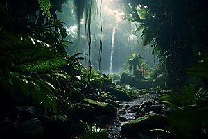 雨林探险自然风光摄影图