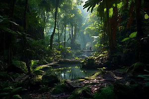 雨林探险森林冒险摄影图