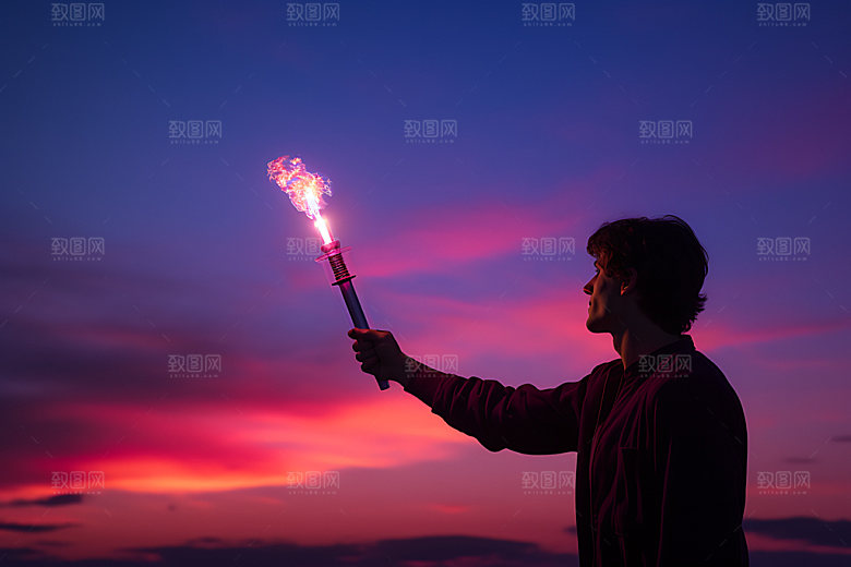 奥运火炬传统接力摄影图