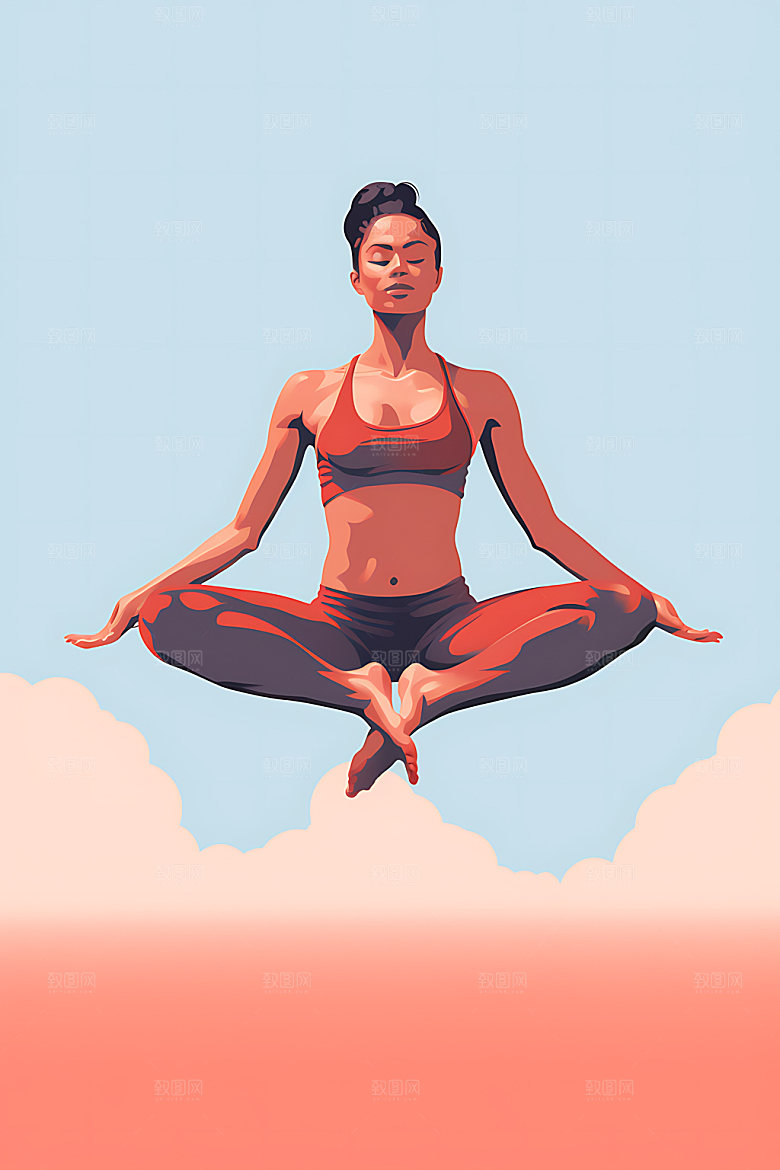 运动健美简约扁平风插画