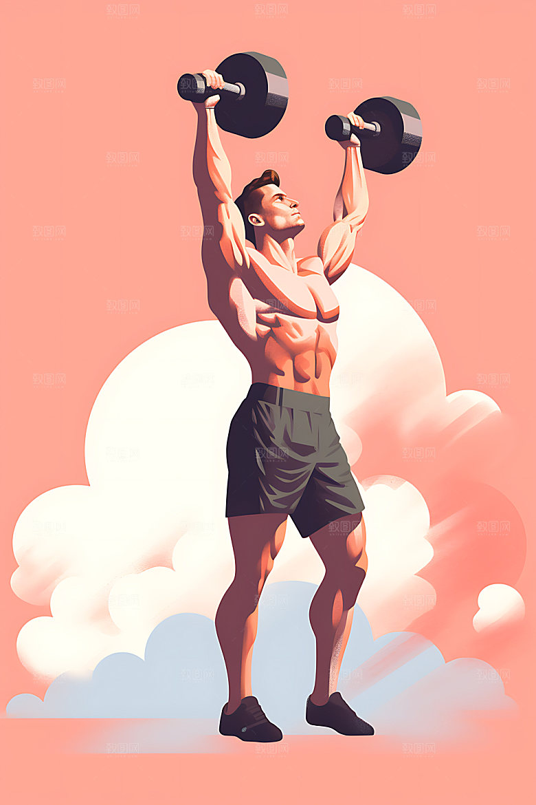 运动健美生活扁平风插画