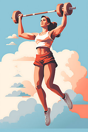 运动健身健康扁平风插画