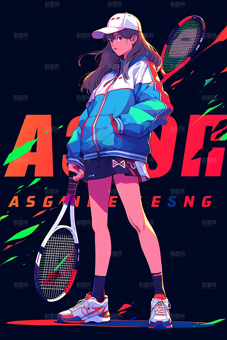 卡通运动动画形象插画
